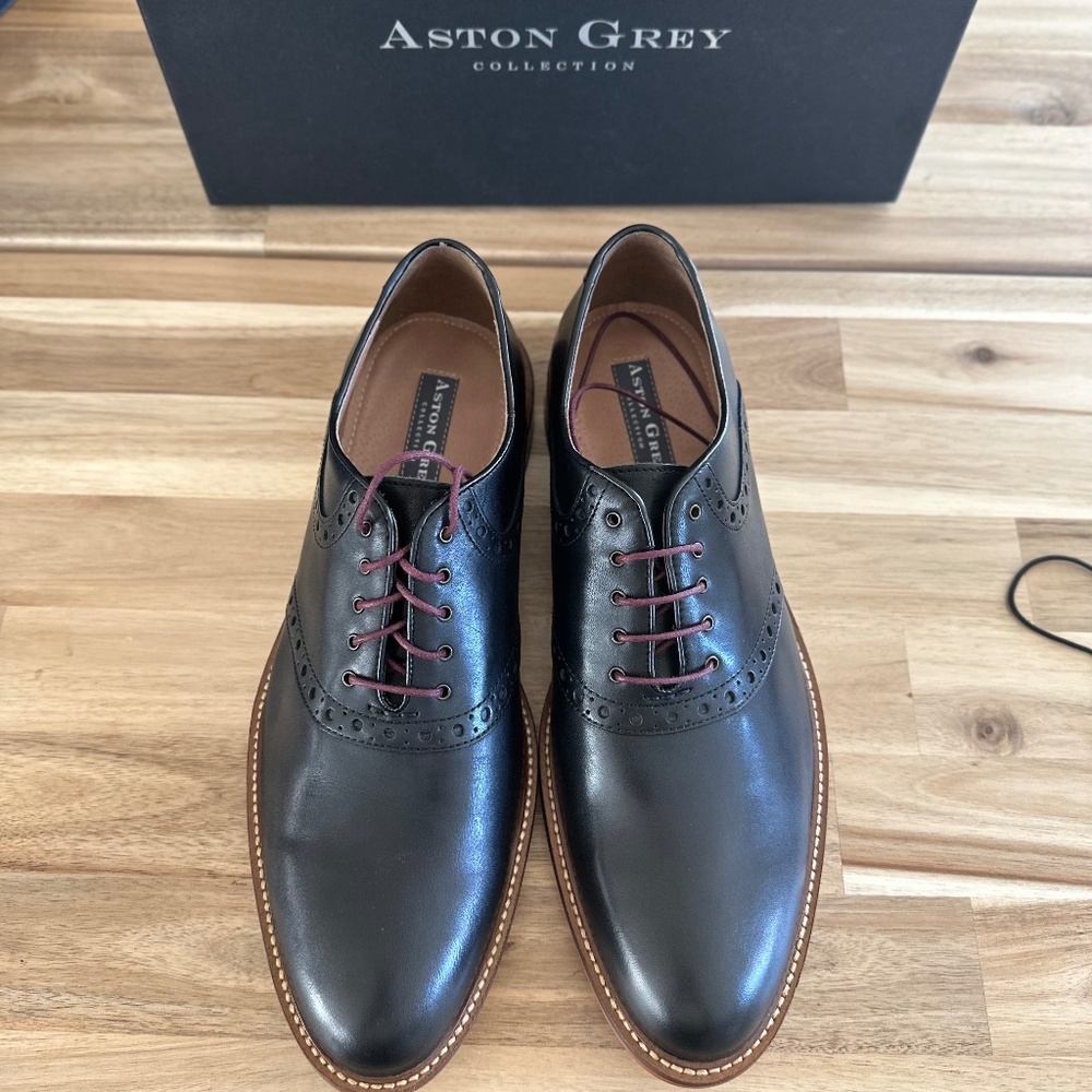 Aston Grey Tokyo Saddle Oxford in Black